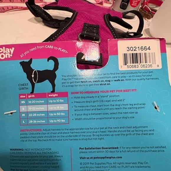 NWT PLAY ON | Dog Harness Small Dogs | Neon Pink - Picture 2 of 4